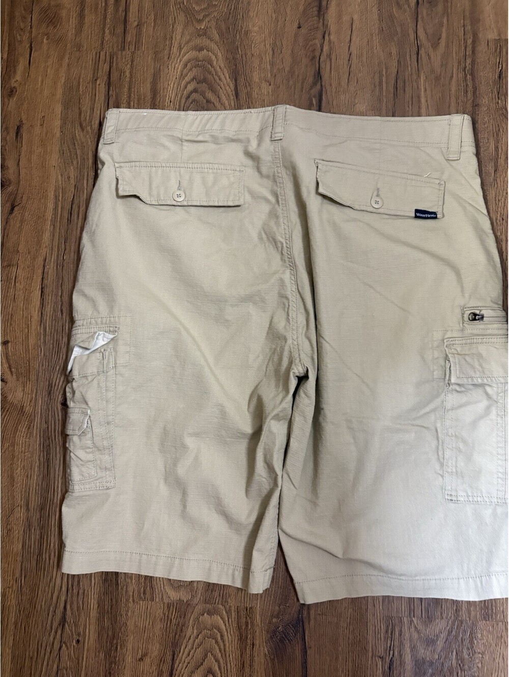 Wearfirst cargo shorts 38 khaki with side pockets and zipper pockets